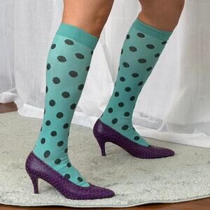 polka dot indie sleaze knee high socks teal